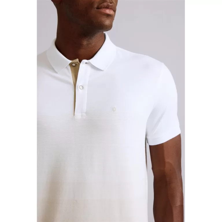 Camisa Polo Malha Slim Fit – Branco / Bege A