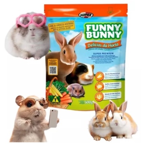Kit 2 Ração Funny Bunny Delicias Da Horta Coelho