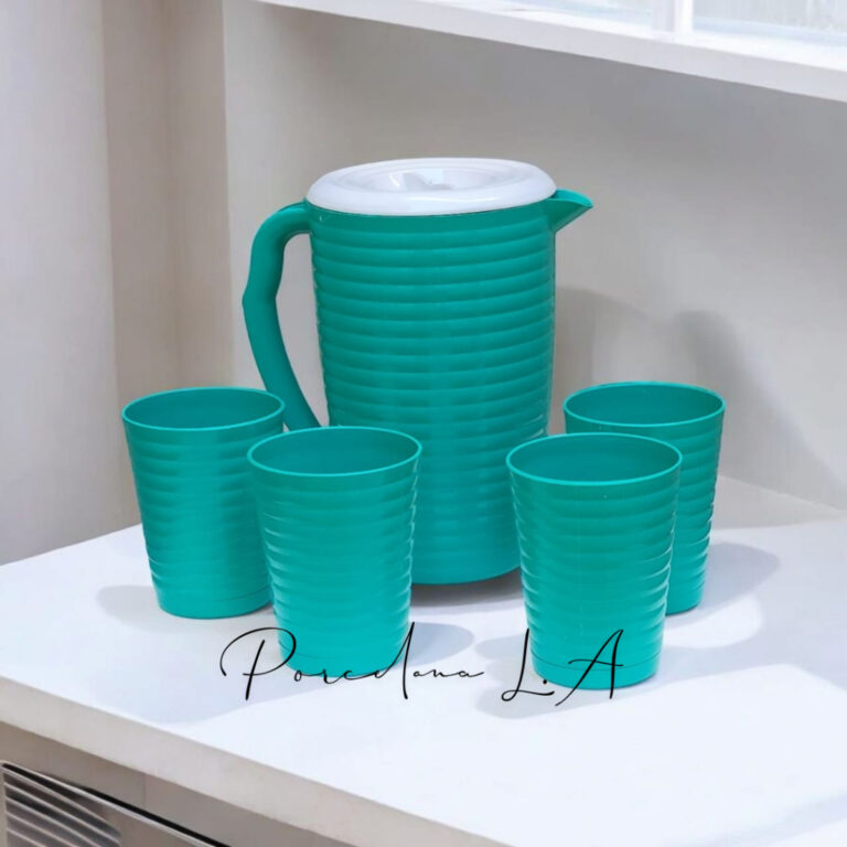 Kit Jarra de Água e Suco Com 4 Copos 300ml Ondula