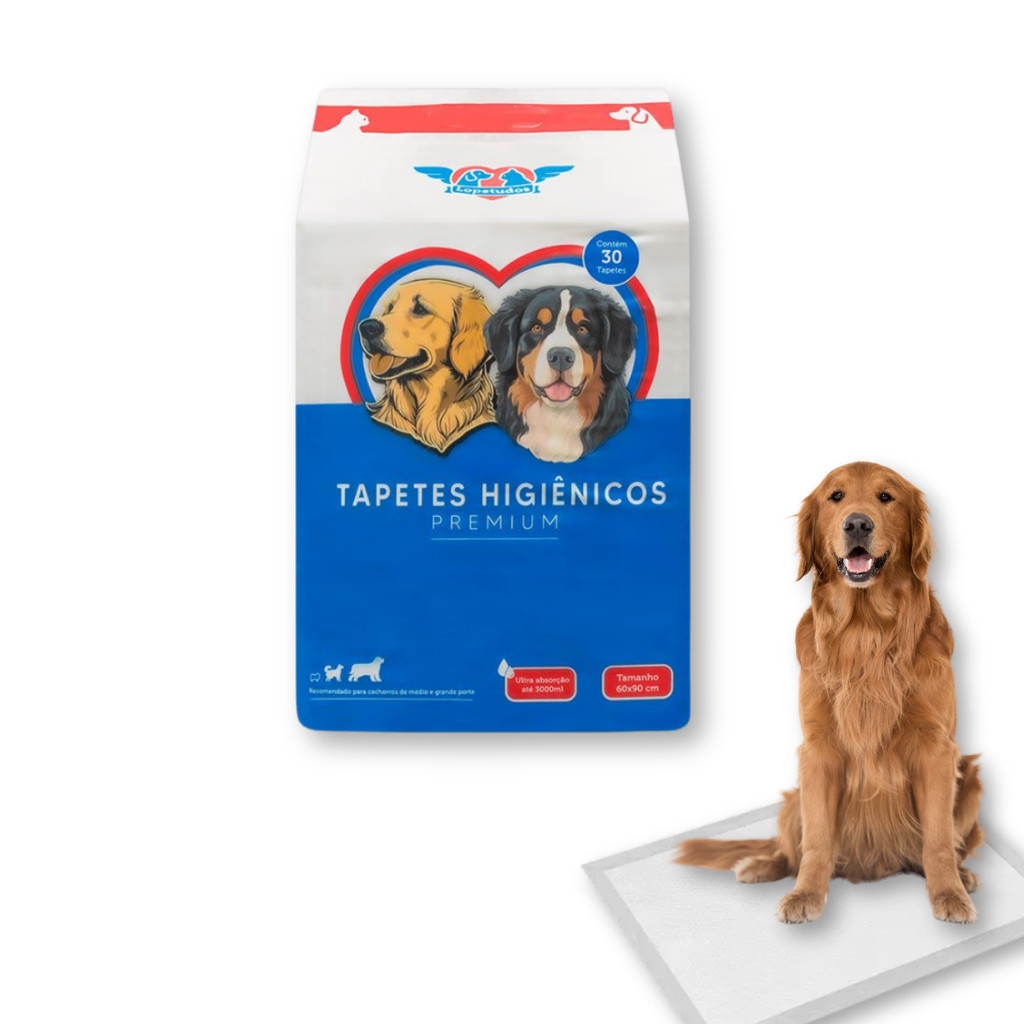 Tapete Higiênico Para Cachorro 60x90cm PREMIUM 30un Suporta até 3L Tapetes Higiênicos Pet Antiodor
