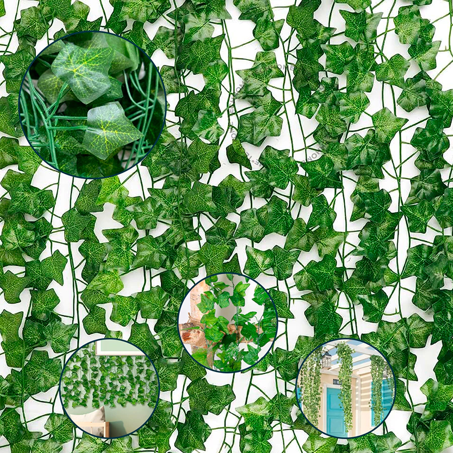 Kit c/8 Corrente de Hera Artificial 2m  Total 16m de Folhagem Trepadeira