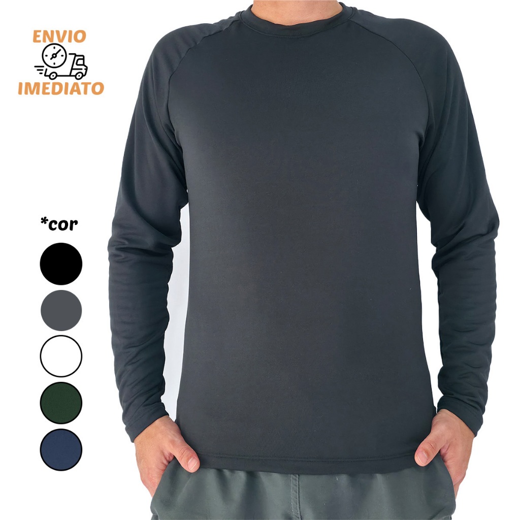 Blusa Térmica Masculina Peluciada Manga Longa Raglan Segunda Pele Inverno