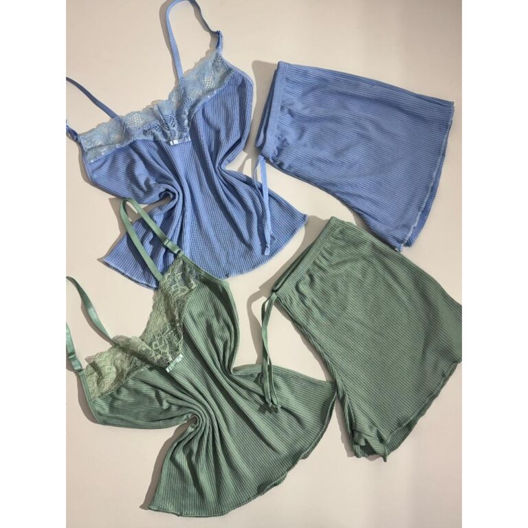 Baby Doll Canelado com Renda Conforto Estilo Noite