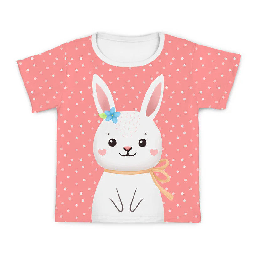 Camiseta Kids Coelhinho Da Páscoa Estampada Rosa