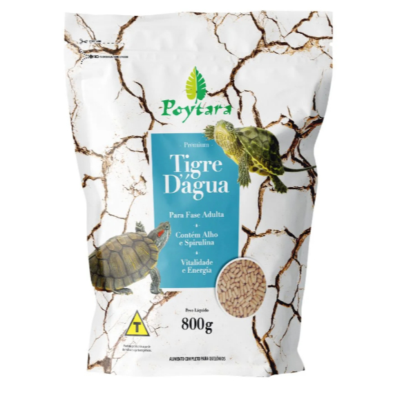 Raçao Poytara Tigre Dágua 800g Tartaruga Aquáti