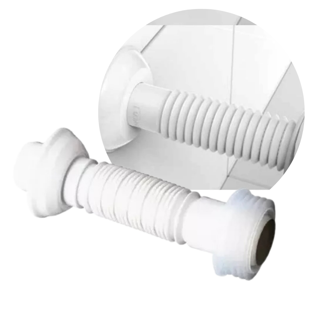 Tubo De Ligação Vaso Sanitário Privada Caixa Acoplada Extensivel Flexilve Branco PVC Dobrável Ajustá