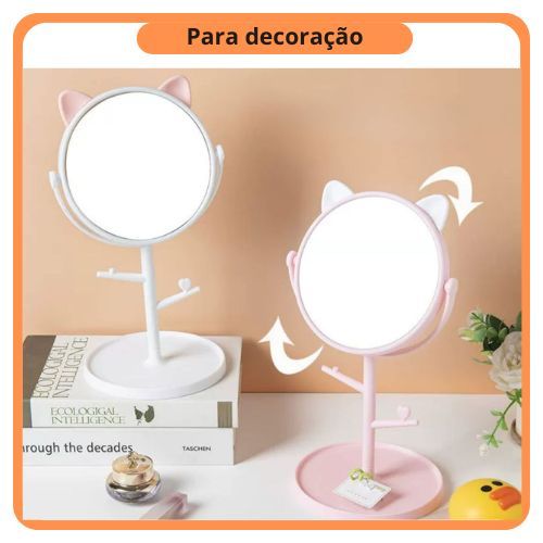 Espelho De Mesa Porta Bijuteria Decorativo Redondo