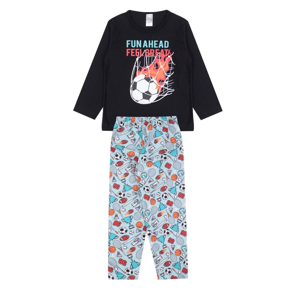 Pijama Infantil Masculino Inverno Fun Ahead- Hey Kids Preto
