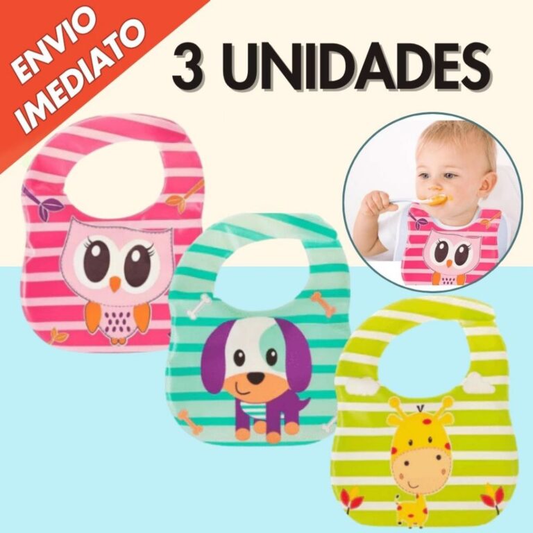 Kit 1, 2, 3 Babador Infantil impermeável Macio Fo