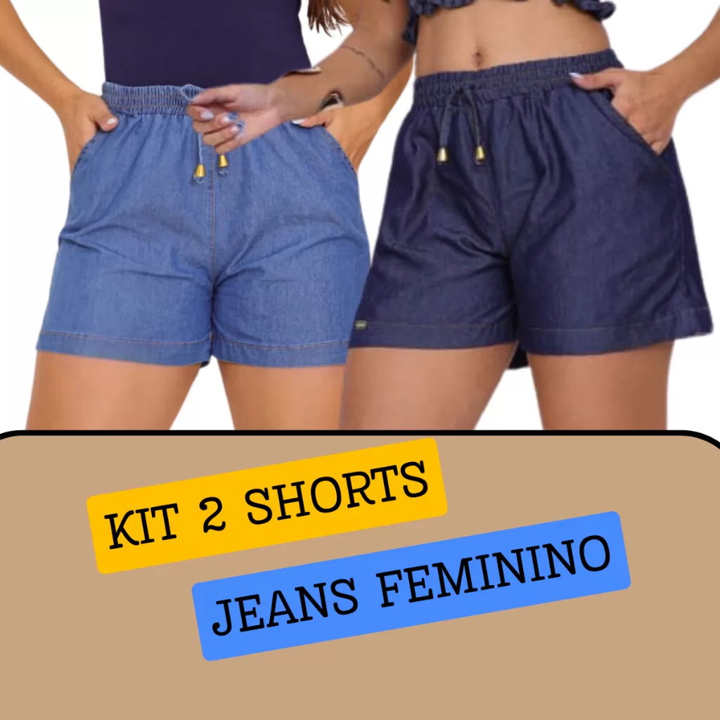 Bermudas femininas, Kit com 2 peças Short jeans soltinho casual, para o verão e dia quente linda