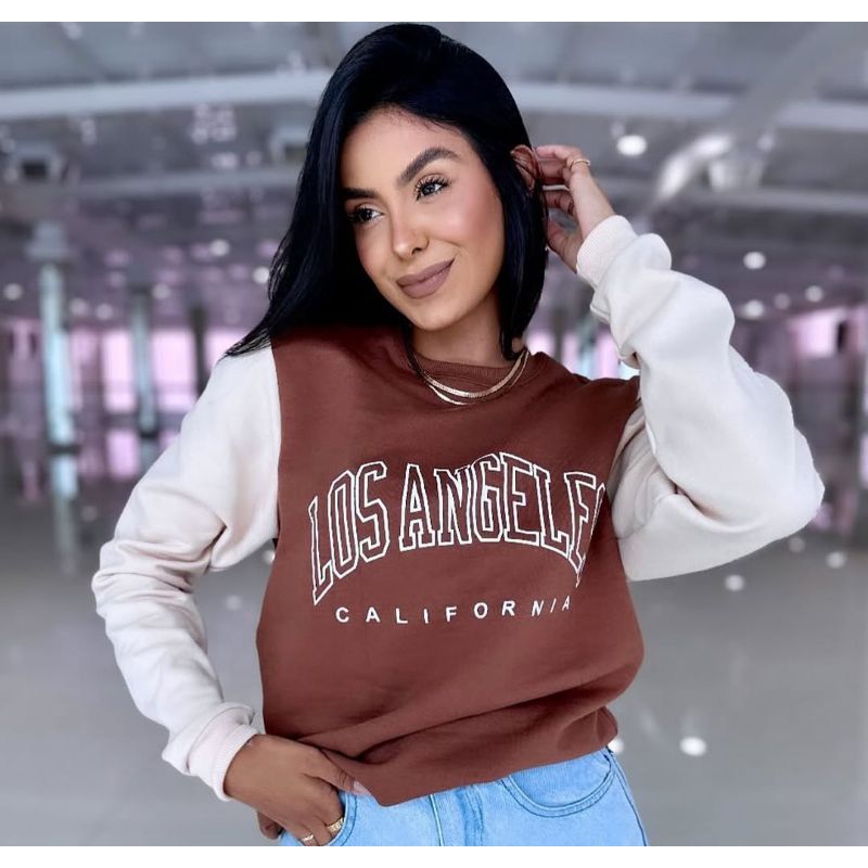 moletom feminino gringa sem capuz,gola redondo, manga comprida estampa, blusa, vestir M  várias core