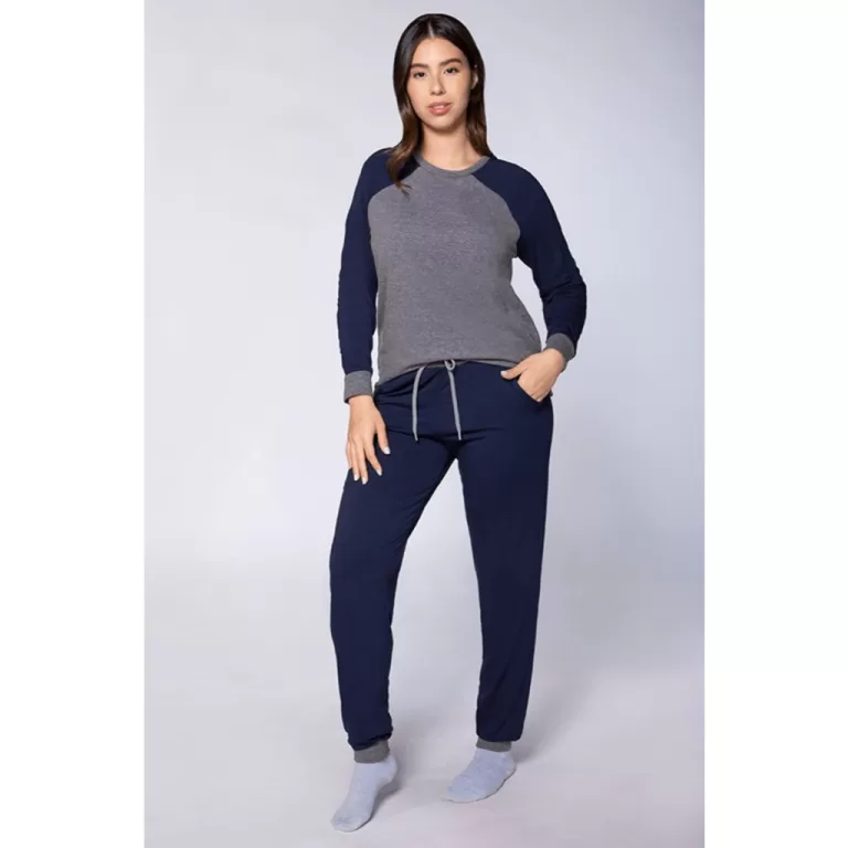 Pijama Manga Longa Feminino Adulto Loungewear Lupo