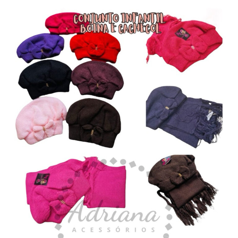Kit 2 ou 3 Conjuntos de Boina e Cachecol Baby Meni