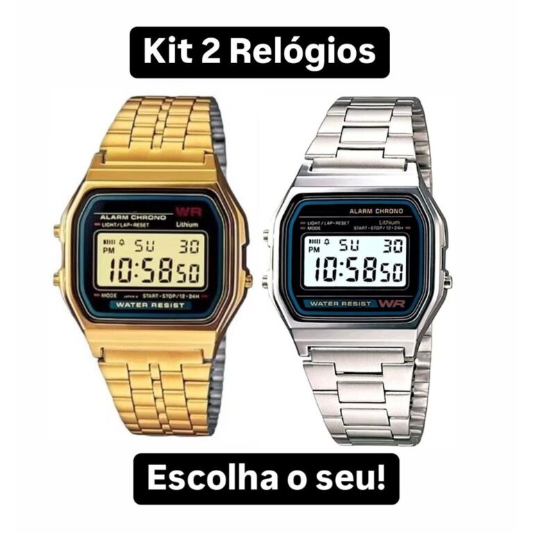Kit 2 Unidades Relógios Digitais Aço inoxidável