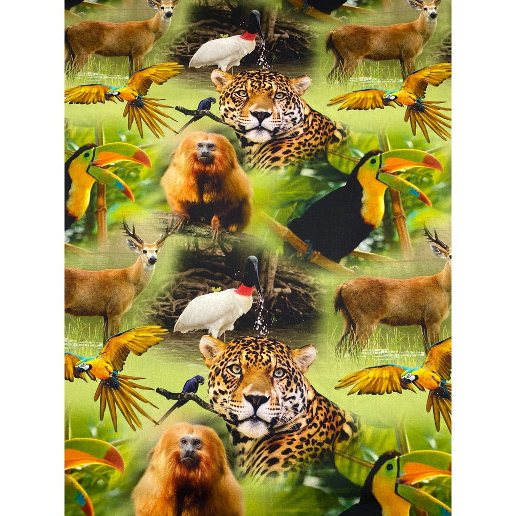 Tecido Tricoline Estampado Digital 100% Algodão – Safari e Selva