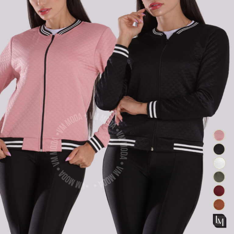 Kit 02 Jaqueta Bomber Casaco Blusa Feminina Com Zi