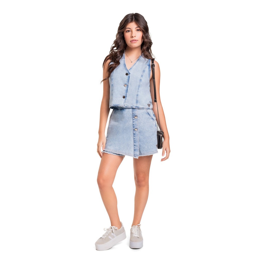 Colete Cropped Jeans Juvenil Gloss