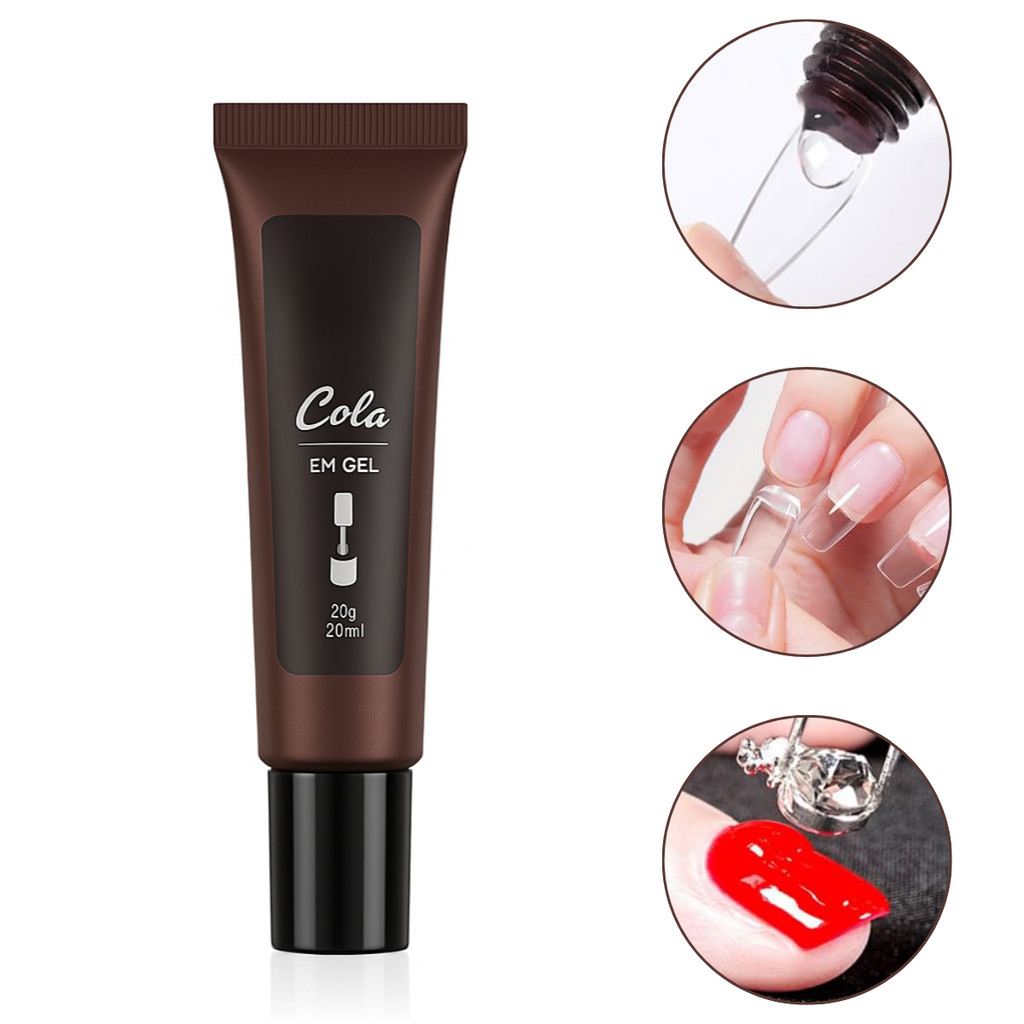 Cola De Unha Postiça Solida Em Gel UV/LED 20g Tips Alongamento Acrigel Transparente