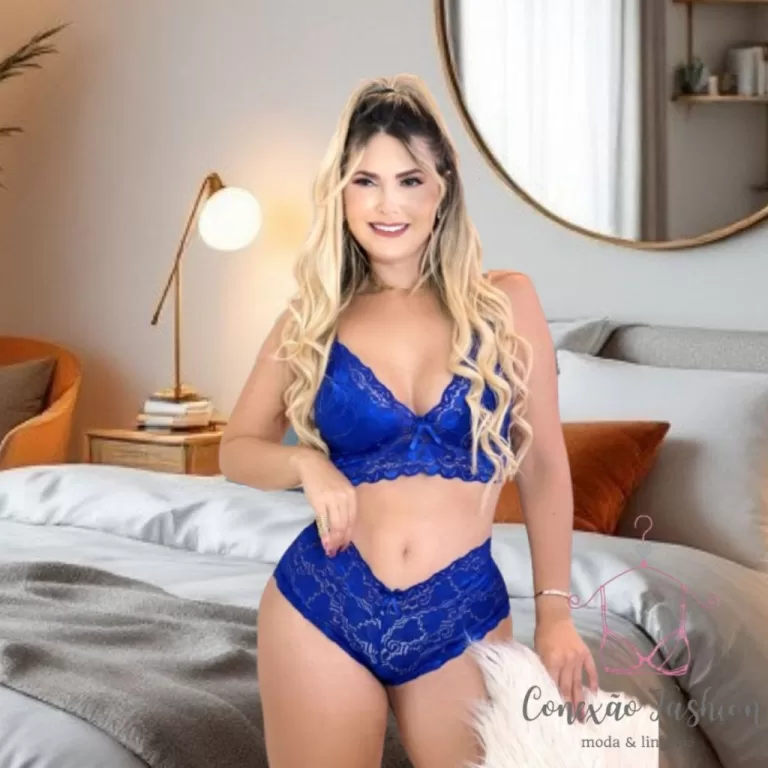Espera Marido Conjunto Azul Lingerie Sensual de Re