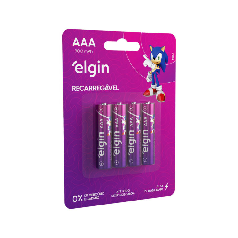 Pilha Recarregável Elgin AAA 900 Mah 1,2v Com 4 U