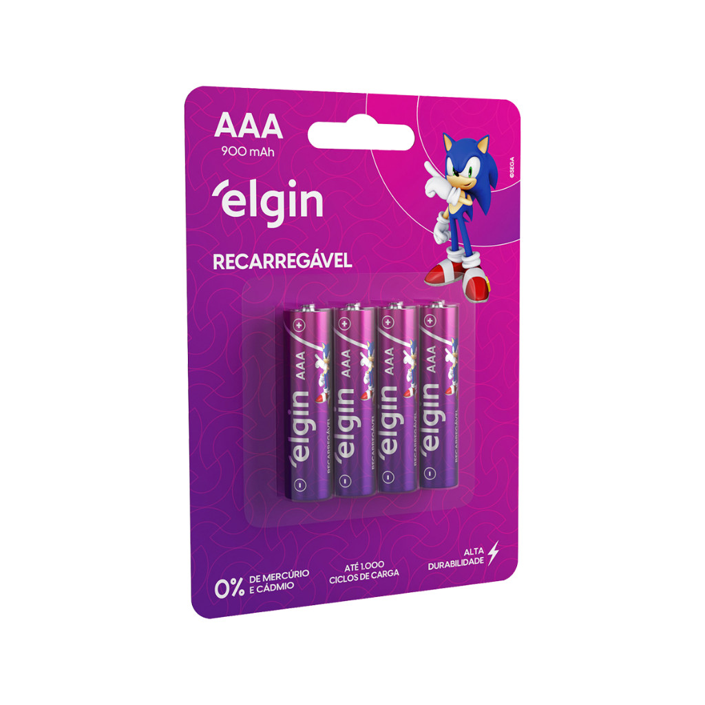 Pilha Recarregável Elgin AAA 900 Mah 1,2v Com 4 Un – 82169
