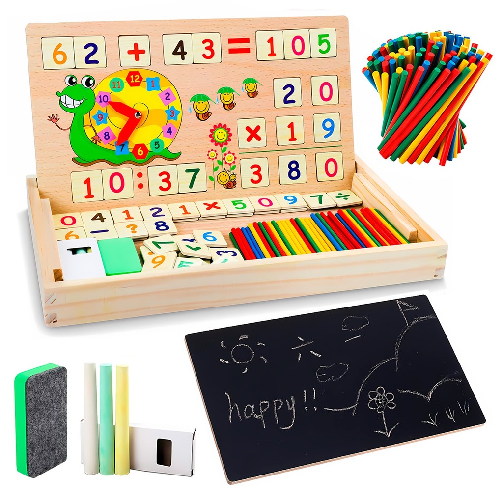 Brinquedo Pedagógico Polibrinq Com Varetas Coloridas Relógio DidáticoE Lousa Para Desenho
