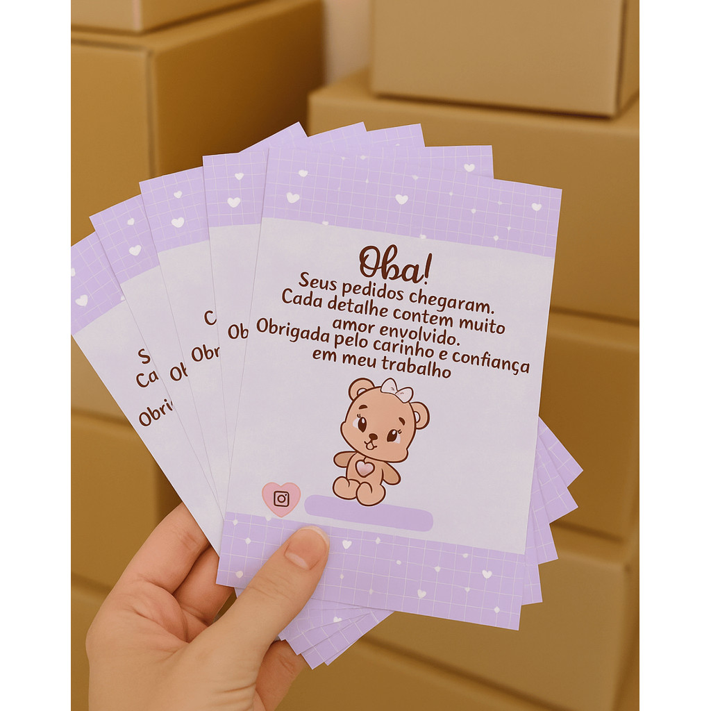 Mini Cartões de Agradecimento ao Cliente Panfleto Personalizado Seu pedido chegou 5,0×6,5 cm Gratidã