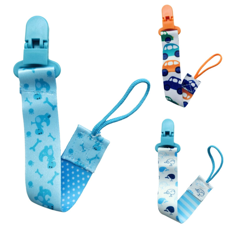 Kit 3 Prendedor de Chupeta Bebê Modelo Fita Estam