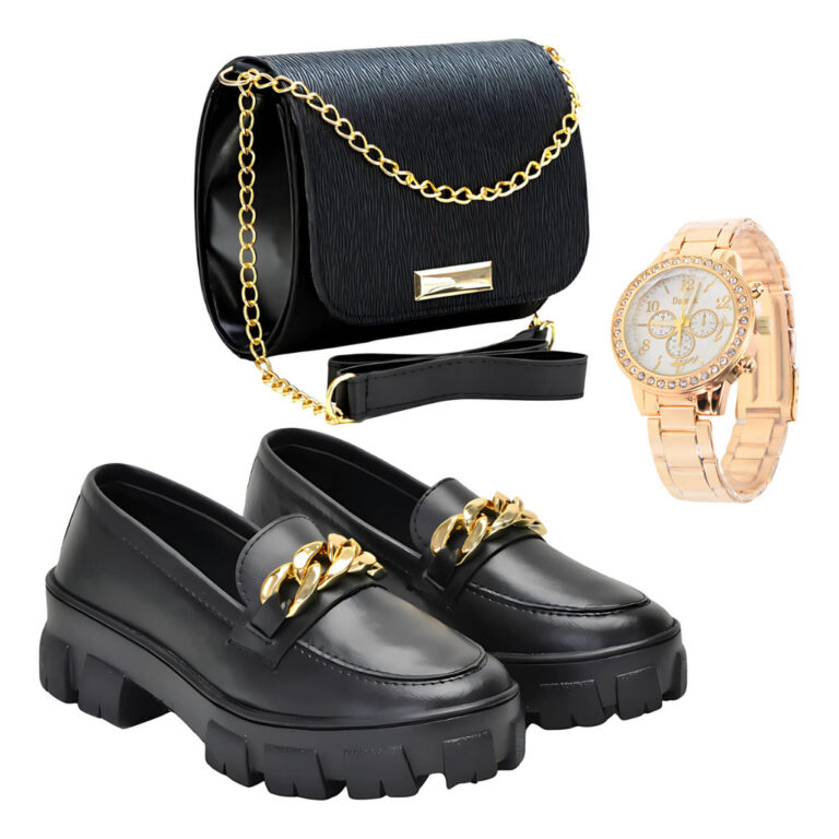 Mocassim Blogueira Tratorado Feminino Oxford + Bol