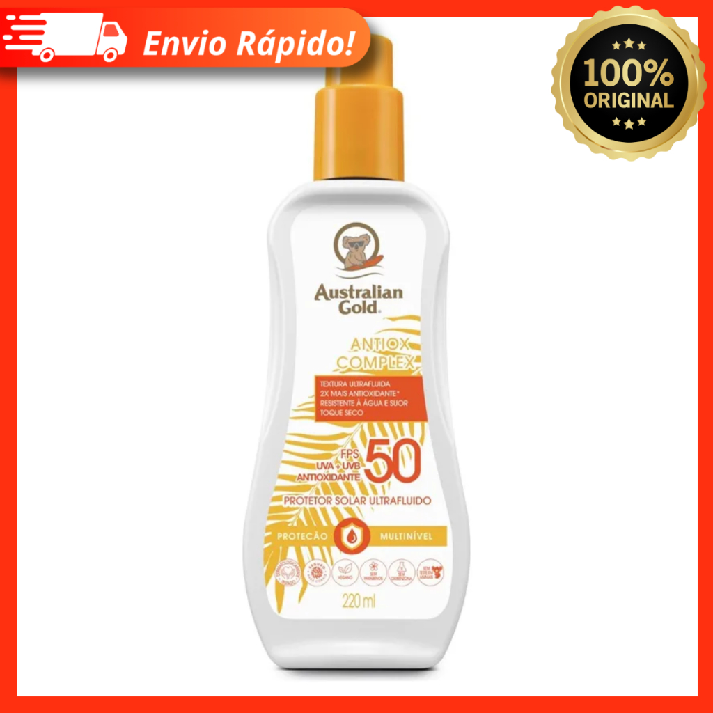 Protetor Solar Ultrafluido Antiox Complex Fps 50 220ml – Antioxidante, Toque Seco – Australian Gold
