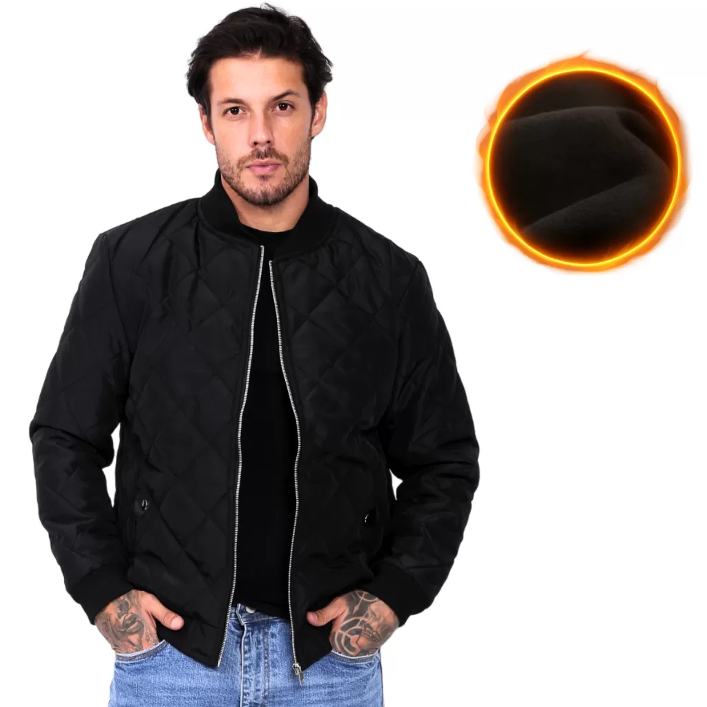aqueta Bomber Masculina Acolchoada Inverno Gola Alta Forrada Estilo Casual Quente Moderna