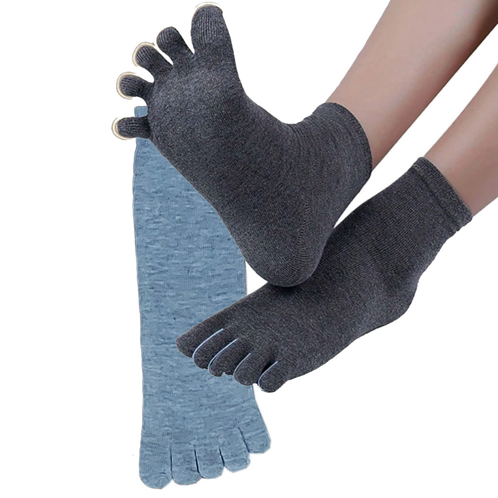 Kit Meia 5 Dedinhos Separados Tamanho Juvenil Adulto Cores Lisas Unissex – 2 Pares Sortidos Tamanho