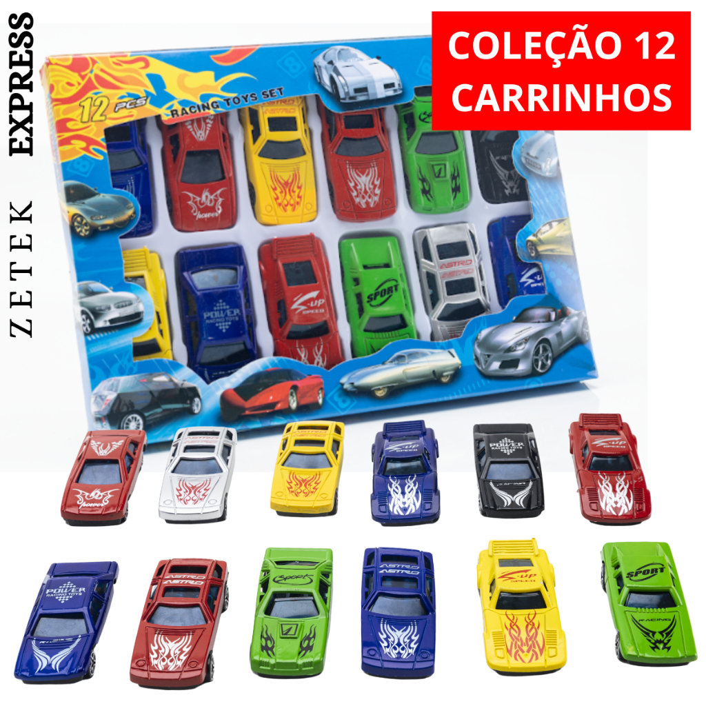 Kit Carrinhos Coleção 12 Peças Brinquedo Crianças Brincar Presente