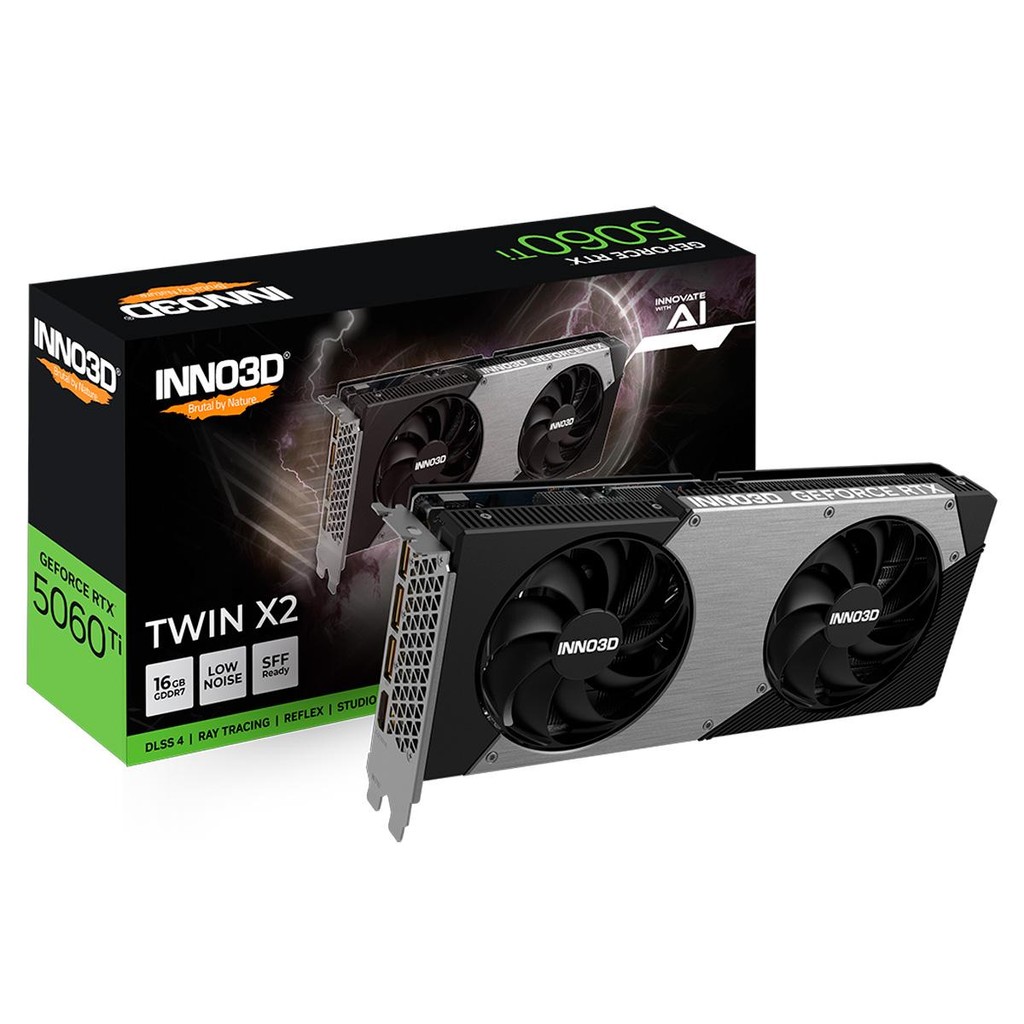 Placa de Vídeo Gpu Inno3d Geforce Rtx 5060 Ti 16gb 128bits Gddr7 X2 Oc N506t2-16d7x-191073n