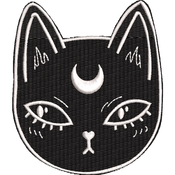 Patch bordado gato cat lunar termocolante