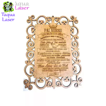 Pai Nosso Quadro Gravado no Laser em MDF Cru
