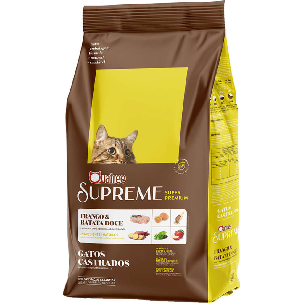 Ração Quatree Supreme 10Kg Gatos Castrados Sabor Frango