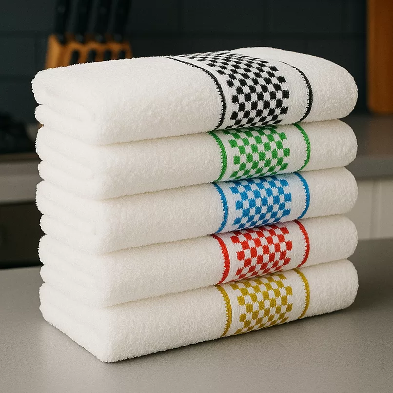 Kit 10 / 05 Panos de Prato Jacquard 45×70 Atoalhado Toalha Copa Premium 100% Algodão Super Luxo