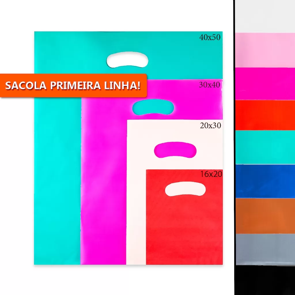 50 Sacolas Plásticas Boca de Palhaço para Loja 20×30 30×40 40x50cm Reforçadas – Embalagens Premium