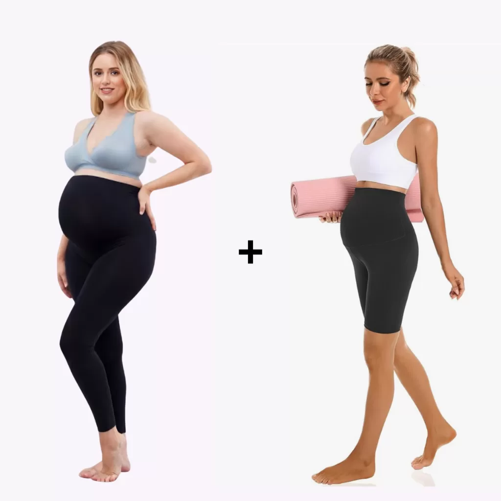 Kit 1 Calça Legging Gestante + 1 Bermuda Grávida Maternidade