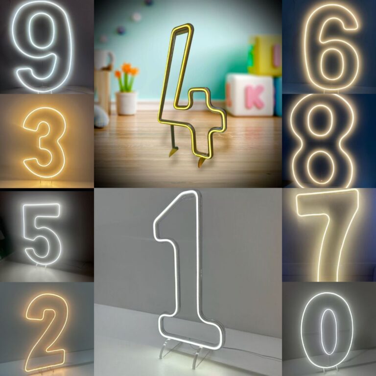 Painel Luminoso Led Neon Números p/ Decoração F