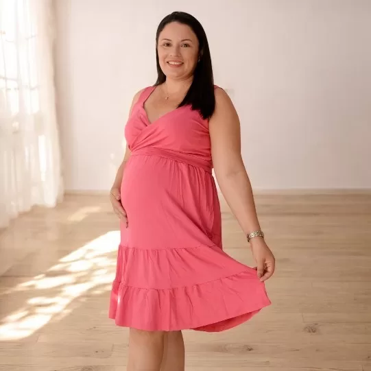 Vestido Gestante Midi de Alça Para Grávida Solti