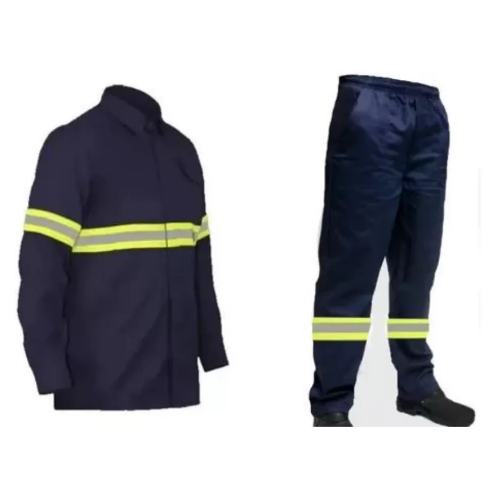 Conjunto 02 Calça E 02 Camisa Brim Manga Longa Refletiva