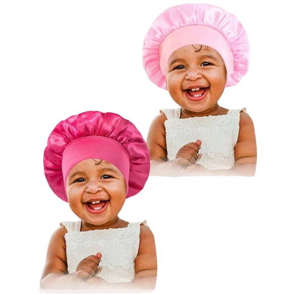 Touca de cetim  criança 2 peças Touca de cabelo 