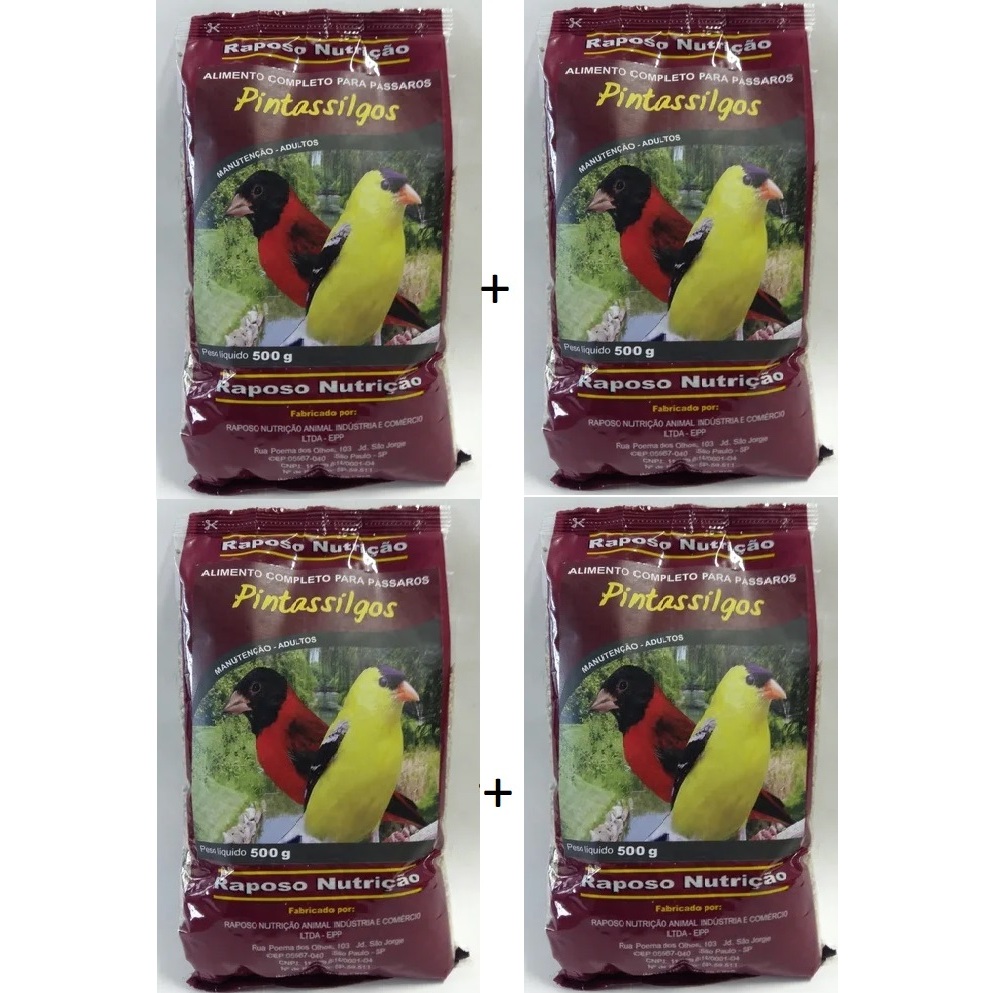 4 Alimento Completo Para Pintassilgo – 500 Gr Cada Raposo Nutrição.