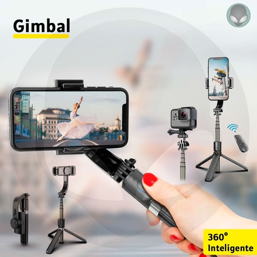 Estabilizador Smartphone Celular Gimbal  Bluetooth L08 Tripé Fotos Vídeos Remoto Equilíbrio Estável