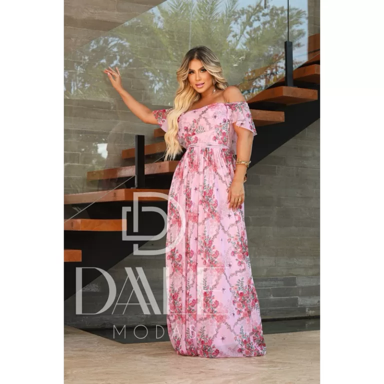 Vestido Longo feminino Ombro A Ombro novidades Mod