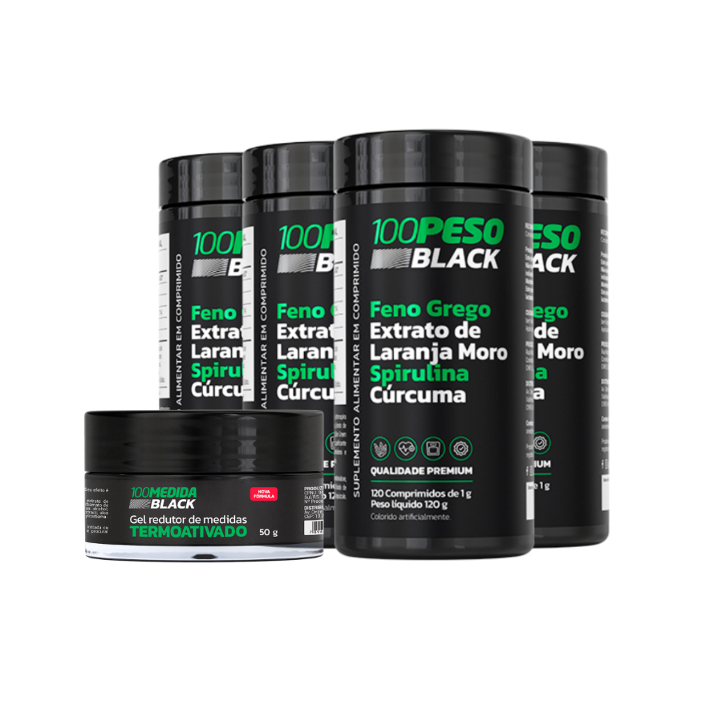 4 Potes Suplemento Alimentar em Comprimidos – 100 Peso Black