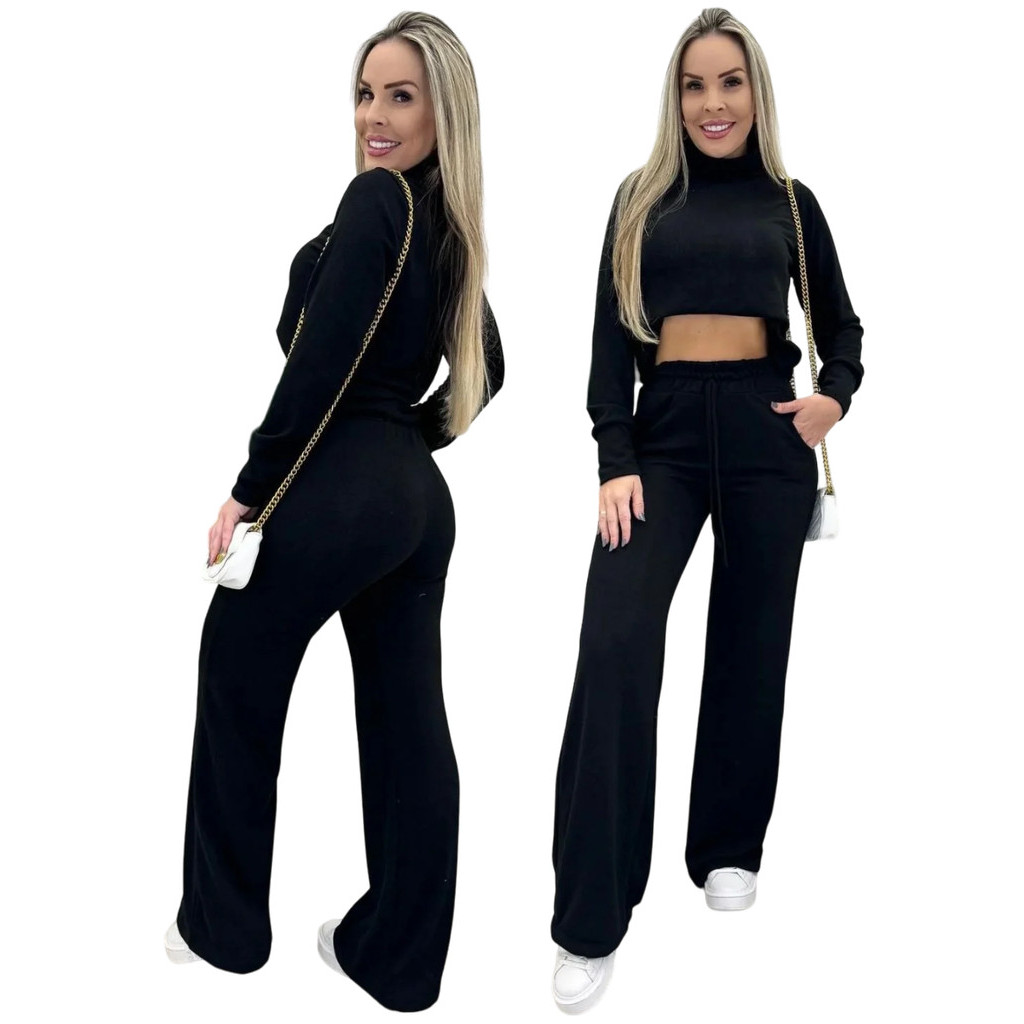 Conjunto Feminino Lanzinha Blusa e Calça Pantalona