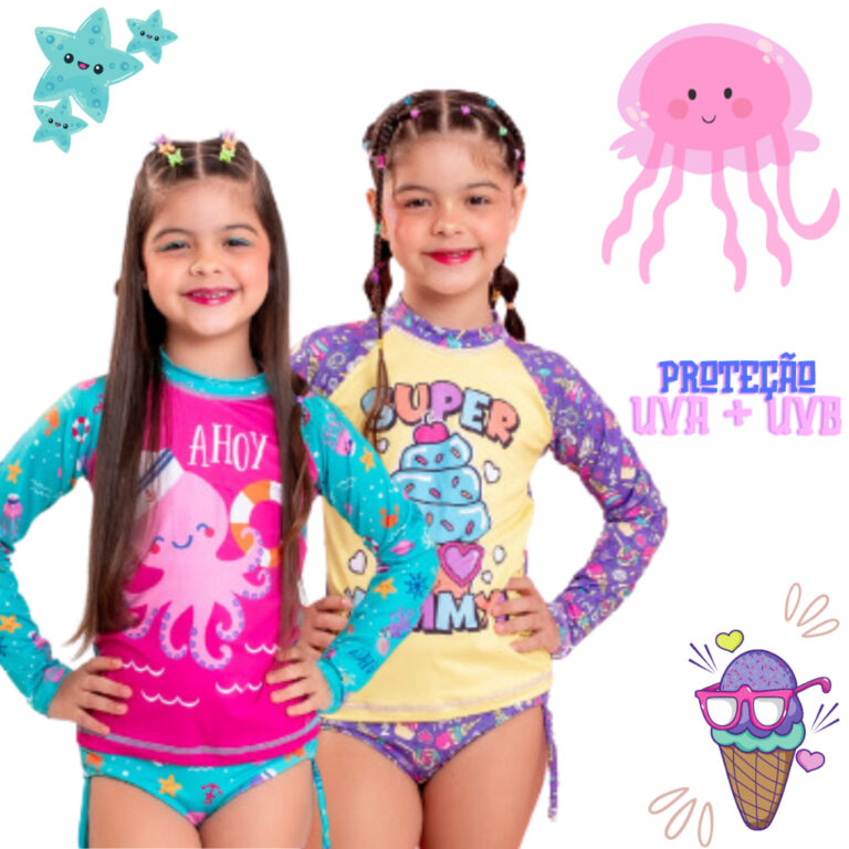 Conjunto Infantil Moda Praia com Proteção UVA UV